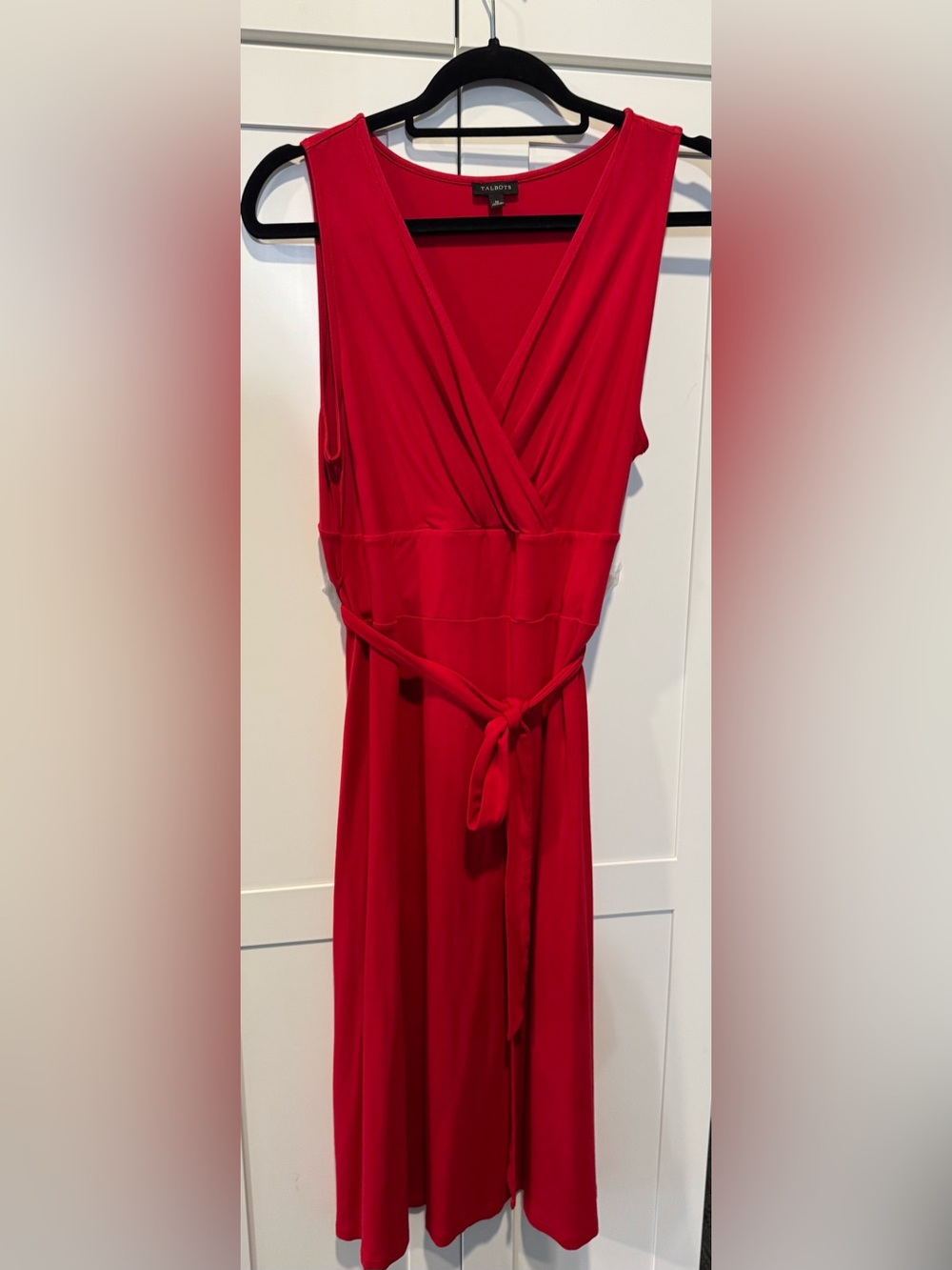 Talbots Red Sleeveless V-Neck Wrap Dress - Picture 2 of 5